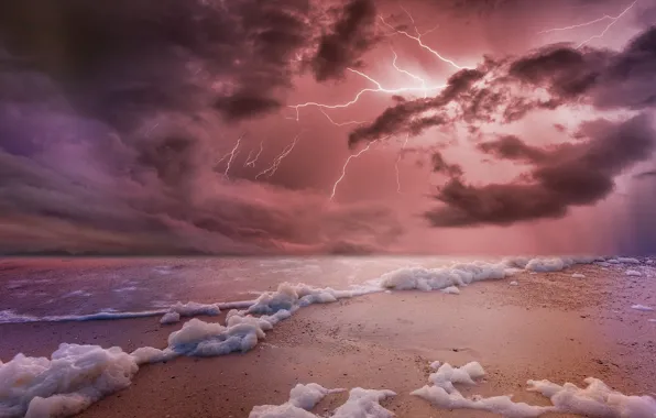 Sea, the storm, shore