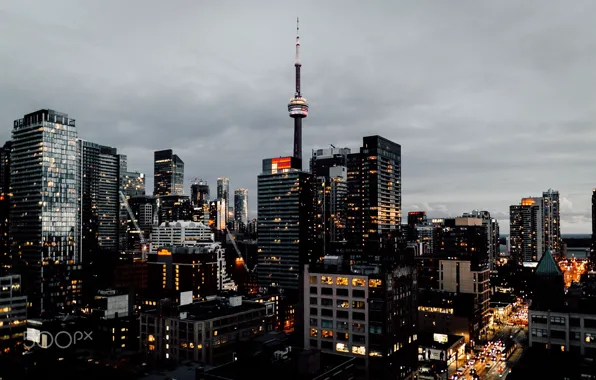 Picture the city, lights, the evening, Canada, Toronto