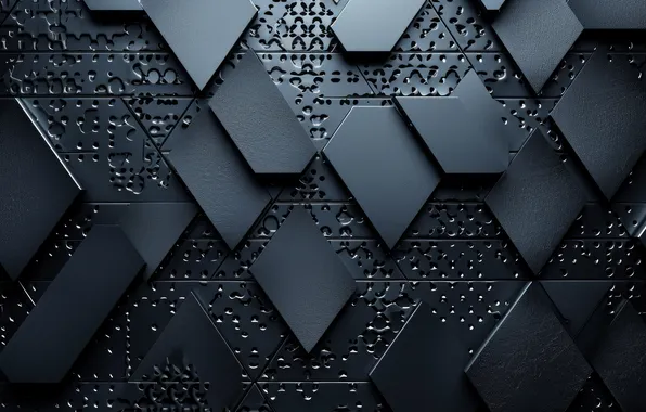Surface, abstraction, the dark background, blocks, geometry, black background, figure, abstract background