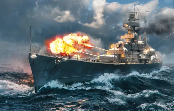 The ocean, Sea, Fire, Ship, Flame, Cruiser, Ocean, Sea
