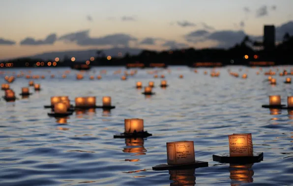 Picture memory, river, candles