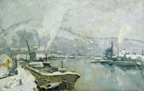 Picture, Seine and Sainte Catherine hill at Rouen in winter, Robert Antoine Pinchon, 1930-35, Robert-Antoine …