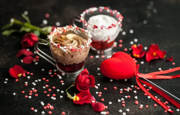 Hearts, Roses, Dessert, The sweetness