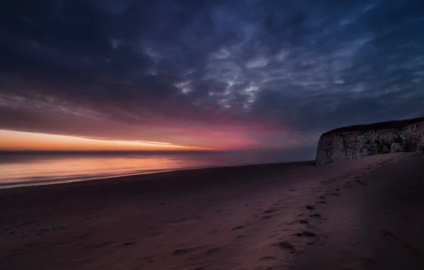 Sea, sunset, nature, shore, England, Botany Bay