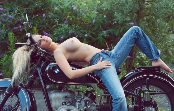 Erotic, chest, look, girl, flowers, nature, hair, body