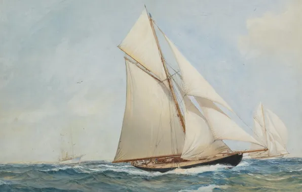 Sea, yachts, Montague Dawson