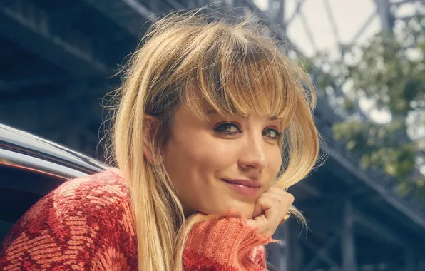 Look, girl, face, smile, hair, Kaley Cuoco