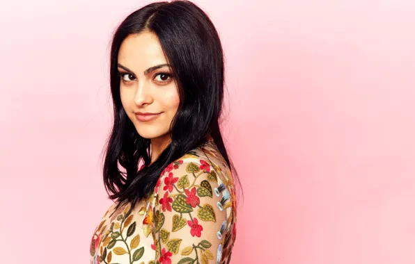 Picture background, portrait, makeup, actress, brunette, hairstyle, beauty, Camila Mendes