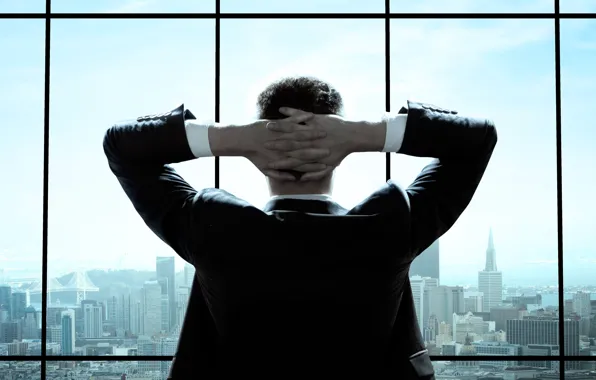 The city, room, window, male