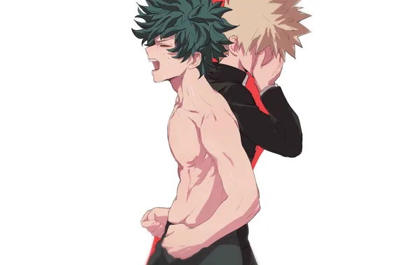 White background, guys, My Hero Academia, Boku No Hero Academy, Midori Isuku, My Hero Academy, …