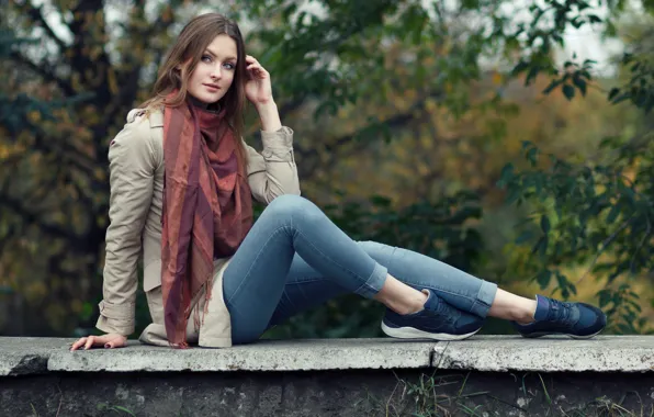 Picture girl, model, jeans, cute, long-haired