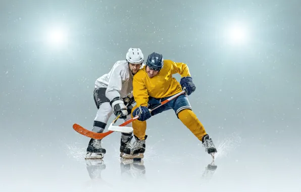 Snow, snowflakes, background, sport, the game, ice, gloves, hockey