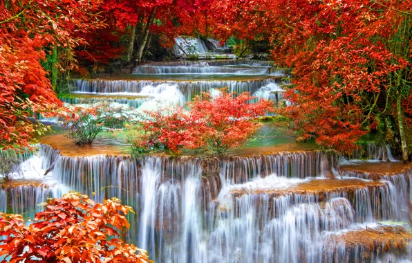 Picture autumn, nature, photo, waterfalls, Waterfalls, Kanchanaburi Province