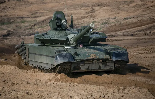 Movement, earth, dirt, tank, upgraded, T-80БВМ, armored forces, the Russian army