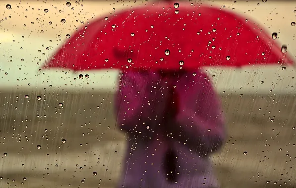 WATER, DROPS, RAIN, RED, UMBRELLA, by Manish Upadhyay