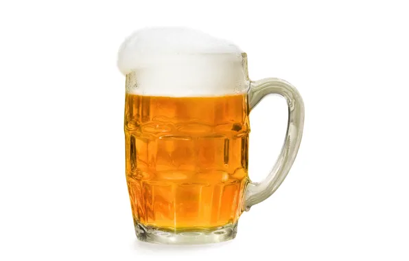 Picture foam, beer, mug, white background