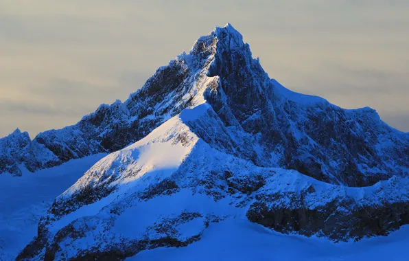 The sky, snow, mountains