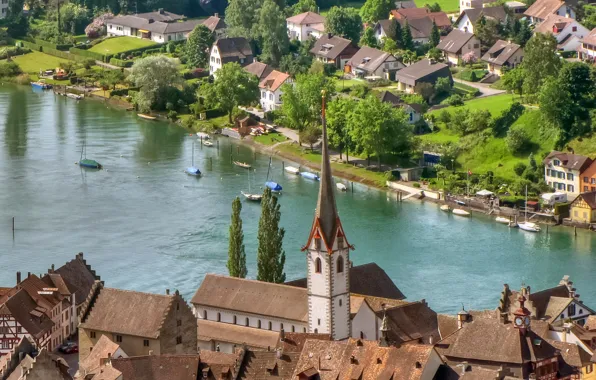 Picture river, home, Switzerland, architecture, Switzerland, town., Stein am Rhein