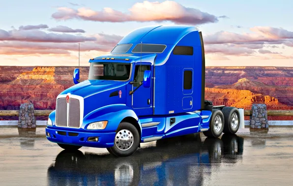 Picture road, Truck, canyon, blue, Truck, Tractor, Kenworth, Kenworth T660