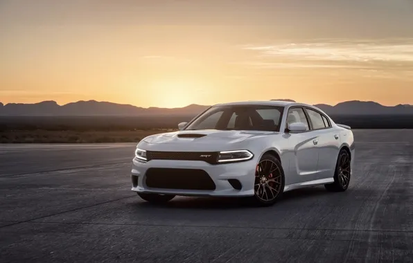 Mountains, background, Dodge, Dodge, Charger, the front, Hellcat, SRT