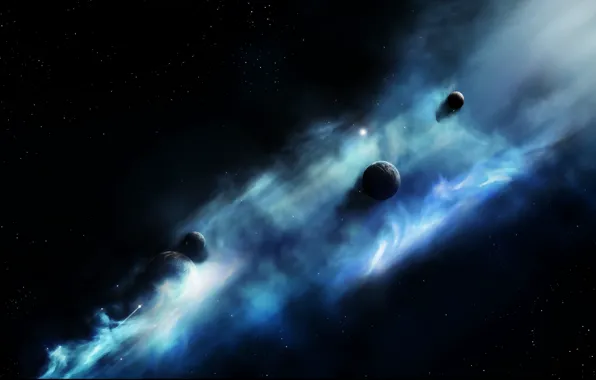 Space, stars, nebula, planet
