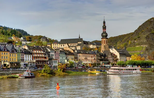 River, street, home, town, architecture, Germany, Germany, Cochem