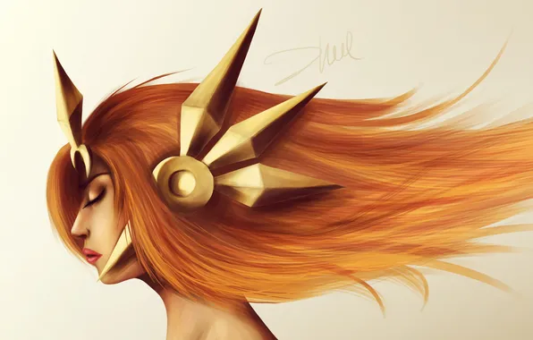 Picture girl, face, hair, the game, art, profile, league of legends, leona
