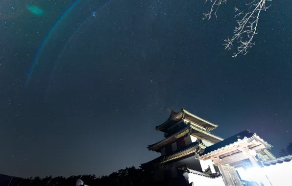 Picture lights, house, light, night, the sky, stars