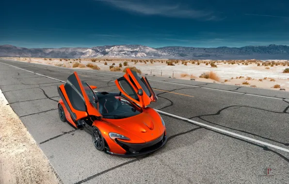 Picture McLaren, Orange, Front, Hybrid, Death, Sand, Supercar, Valley