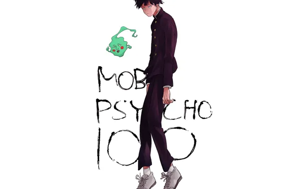 White background, guy, guys, soars, Mob Psycho 100, Kageyama Shigeo, Mob psycho 100, Yamachiche