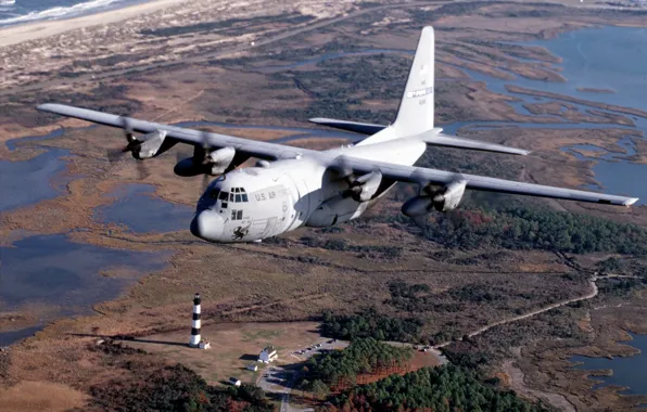 Picture lighthouse, Isle Bodysuit, coast of North Carolina, The C-130