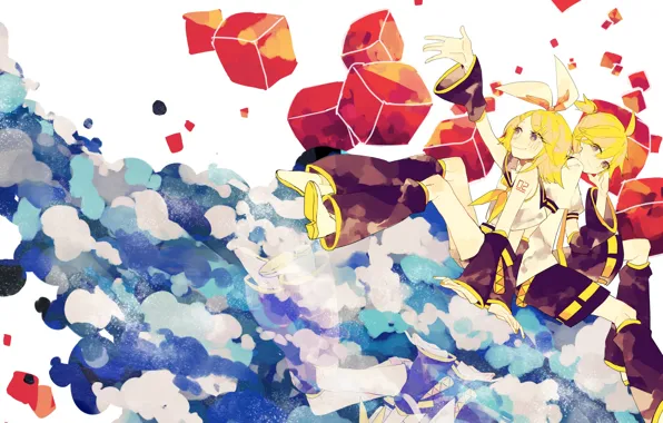 Girl, cubes, Vocaloid, Vocaloid, Kagamine Rin