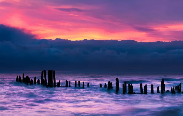 Sea, landscape, sunset, nature