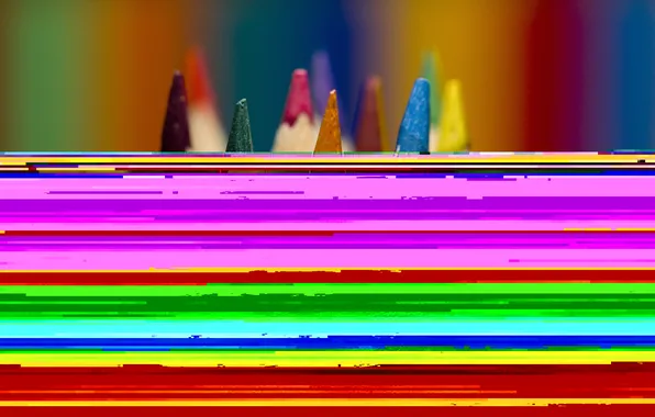 Macro, pencils, Rainbow