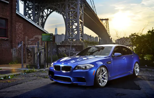 Picture car, bridge, BMW, five, bmw m5, hq Wallpapers