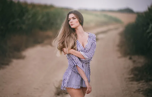 Look, girl, nature, pose, hair, shirt, Jiri Tulach