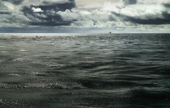 Water, the ocean, ship, horizon