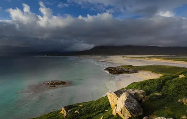 Sea, the sky, clouds, landscape, mountains, clouds, nature, stones