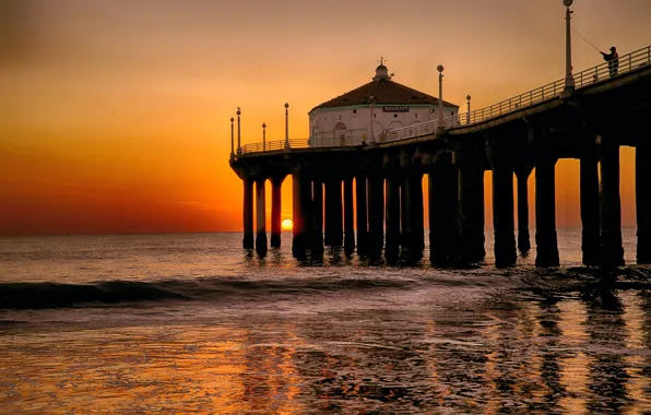 Picture sunset, CA, pierce, USA, Manhattan Beach