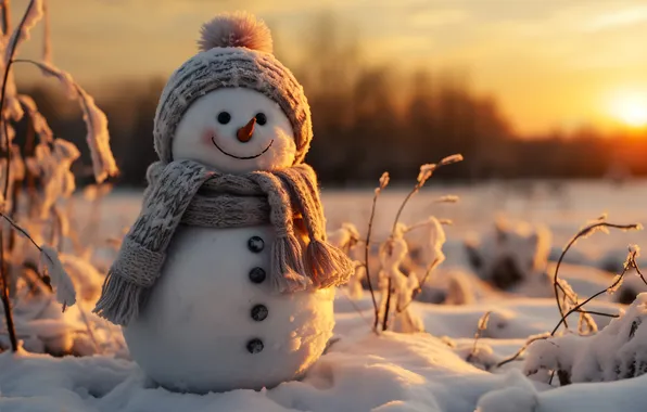 Winter, snow, Christmas, New year, snowman, Christmas, winter, snow