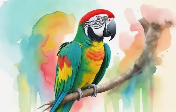 Birds, bird, figure, watercolor, parrot, cute, parrots, bird