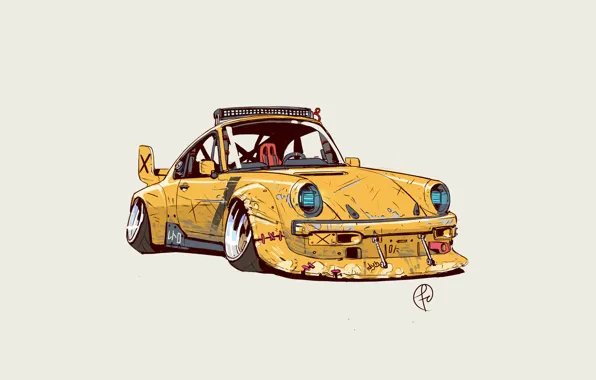 Auto, Minimalism, Yellow, Machine, Background, Concept Art, Science Fiction, Transport & Vehicles