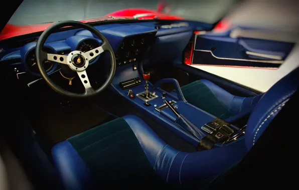 Auto, Lamborghini, Machine, Salon, 1971, Leather, Car, The wheel