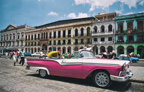 Cadillac, Pink, Cuba, Havana