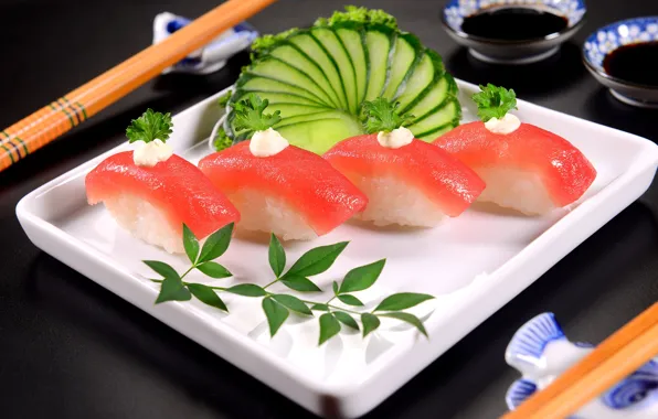 Fish, sushi, serving