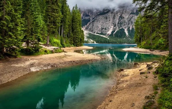 Picture clouds, landscape, mountains, nature, river, forest, Bank, Alexander the Silent