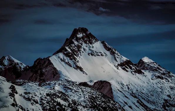 Picture winter, the sky, clouds, snow, mountains, night, clouds, nature