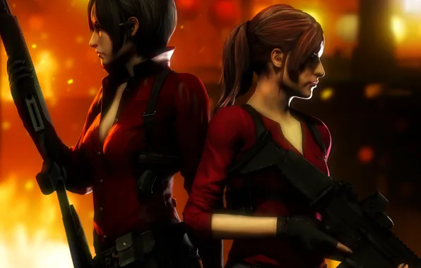 Weapons, girls, Resident Evil, capcom, Ada Wong, Claire Redfield