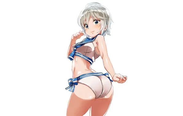 Picture girl, sexy, ass, Anastasia, cleavage, shorts, blouse, boobs