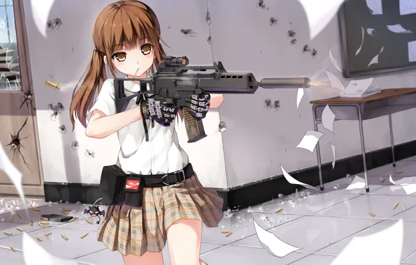 Girl, weapons, Board, sleeve, art, Mar, yuri shoutu